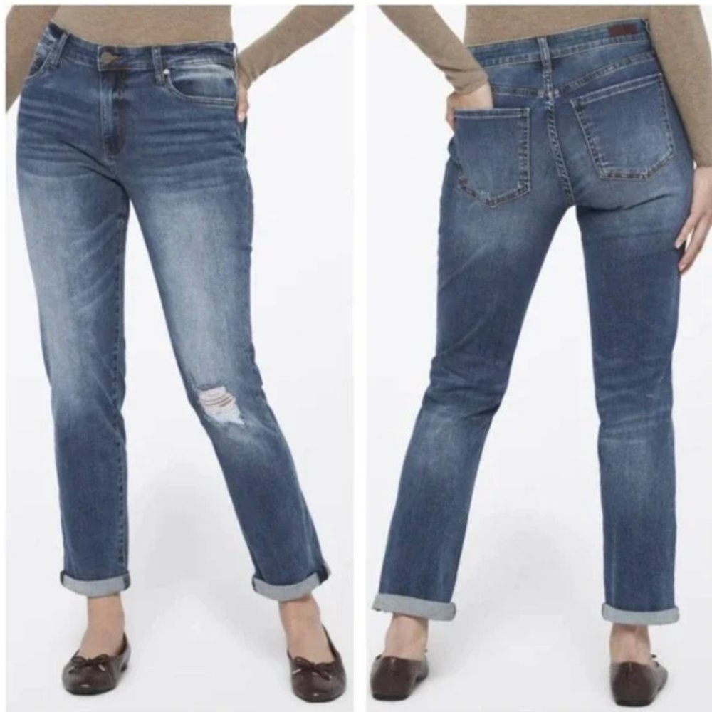 Kut From The Kloth Catherine Boyfriend Mid Rise Distressed Jean, Size 14, EUC